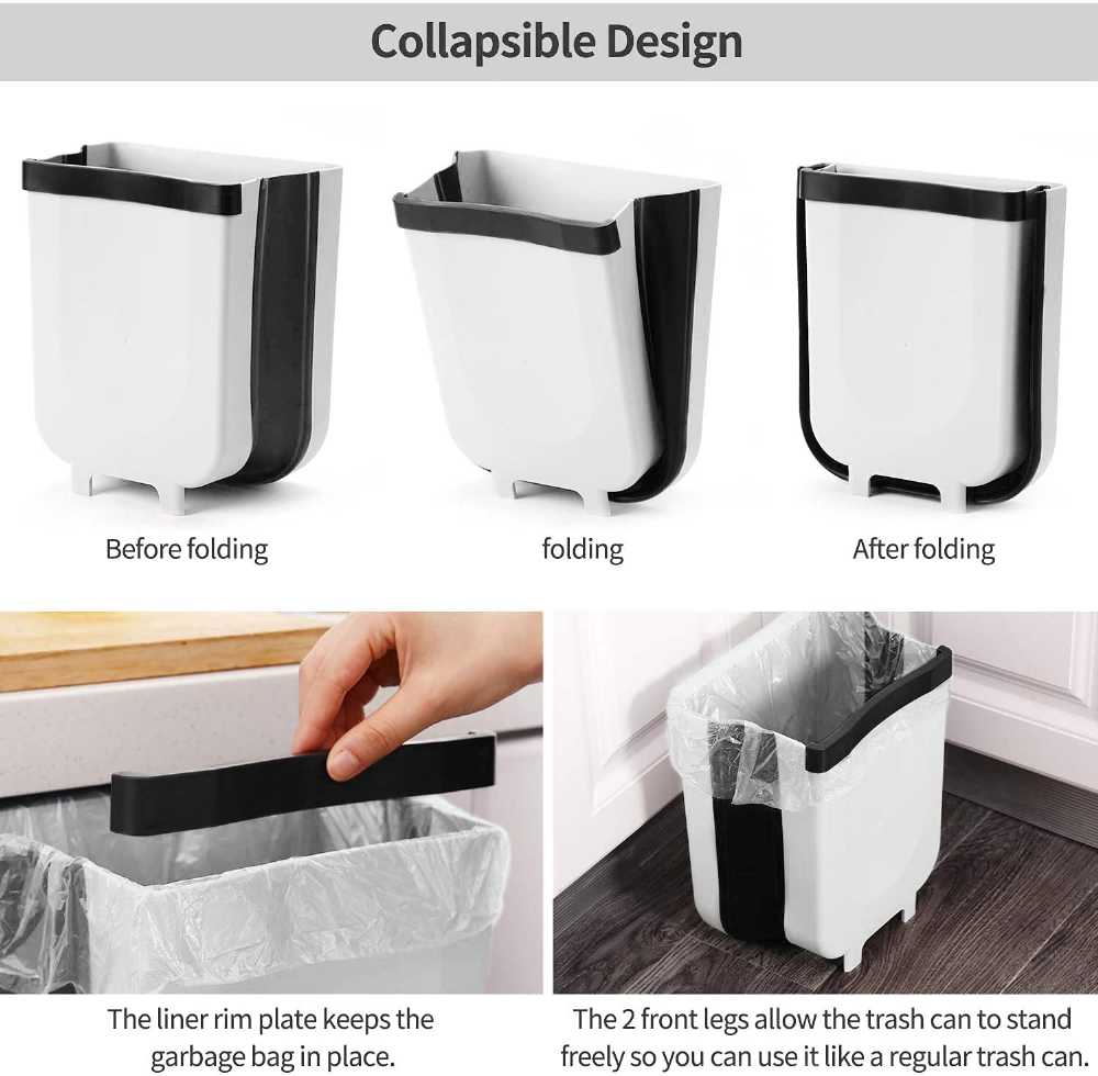 Foldable Hanging Trash Can – Wall-Mounted Kitchen Cabinet Waste Bin